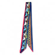 Bandana foulard avec chevaux Bleu-rouge-jaune