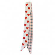 Bandana foulard avec c&oelig;ur/le motif rhombe Rose p&ecirc;che-rouge-blanc
