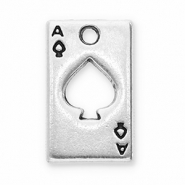 Breloques en m&eacute;tal DQ as de tr&egrave;fle Argent&eacute; antique (sans nickel)