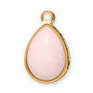 Breloques en acier Inox pierre naturelle goutte Dor&eacute;-rose