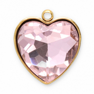 Breloques en acier Inox facett&eacute;e c&oelig;ur Dor&eacute;-rose