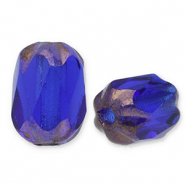Perles tch&egrave;ques FPB ovale 6x4mm Dark sapphire-bronze