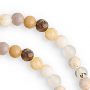 Pierres naturelles Calc&eacute;doine et Agate 4mm Gris-beige-jaune