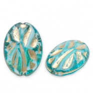 Perles acryliques Bleu sarcelle-dor&eacute;