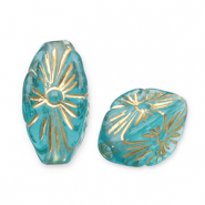 Perles acryliques Bleu sarcelle-dor&eacute;