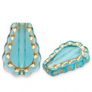 Perles acryliques goutte Bleu sarcelle-dor&eacute;