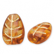 Perles acryliques feuille Marron cognac-dor&eacute;