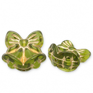 Perles acryliques n&oelig;ud avec cloches de No&euml;l Vert olive-dor&eacute;
