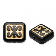 Perles acryliques rectangle Noir-dor&eacute;