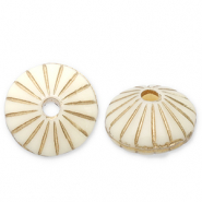 Perles acryliques spacer anneau Blanc cass&eacute;-dor&eacute;