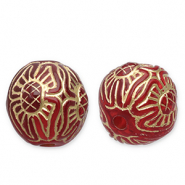 Perles acryliques 12 mm rond Rouge-dor&eacute;