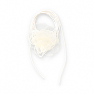 Ras de cou fleur en organza Blanc cass&eacute;