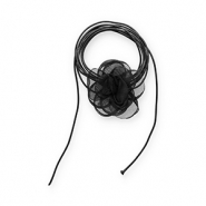 Ras de cou fleur en organza Noir