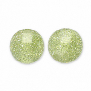 Perles acryliques avec pailletes 8 mm Vert olive-argent&eacute;