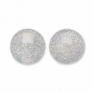 Perles acryliques avec pailletes 8 mm Gris-argent&eacute;
