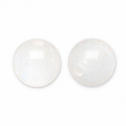 Perles acryliques avec pailletes 8 mm Blanc-turquoise