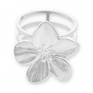 Anneau pour foulard en acier Inox fleur Argent&eacute;