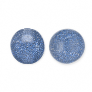 Perles acryliques avec pailletes 8 mm Bleu montana-argent&eacute;
