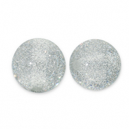 Perles acryliques avec pailletes 12 mm Gris-argent&eacute;