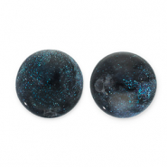 Perles acryliques avec pailletes 12 mm Noir-turquoise
