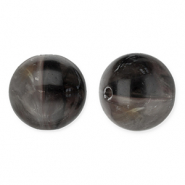 Perles acryliques 12 mm rond Gris fonc&eacute;-blanc