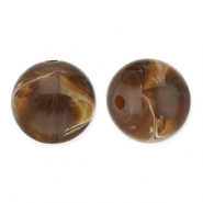 Perles acryliques 12 mm rond Marron fonc&eacute;-blanc