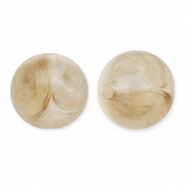 Perles acryliques 12 mm rond Beige marron-blanc