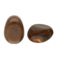 Perles acryliques en forme d'&oelig;uf Marron fonc&eacute;-blanc