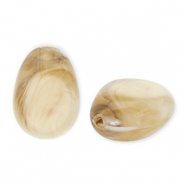 Perles acryliques en forme d'&oelig;uf Beige marron-blanc