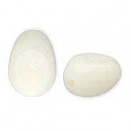 Perles acryliques en forme d'&oelig;uf Blanc cass&eacute;-blanc