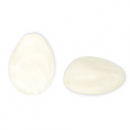 Perles acryliques goutte Blanc cass&eacute;-blanc