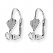 Appr&ecirc;ts en acier Inox boucles d'oreilles dormeuses coquillage avec anneau Argent&eacute;