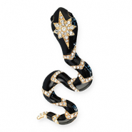 Broches accroche-regard avec anneau serpent Dor&eacute;-noir-transparent