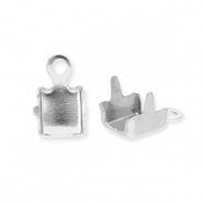 Appr&ecirc;ts en acier inox embout pour cha&icirc;ne strass 4mm Argent&eacute;