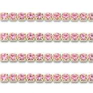 Cha&icirc;ne strass en acier Inox 3mm Dor&eacute;-rose