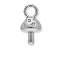 Breloques en acier Inox champignon Argent&eacute;