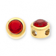 Perles en acier Inox disque Heishi avec strass Dor&eacute;-rouge