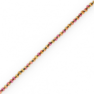 Perles h&eacute;matites facett&eacute;es rond 4mm Rose-jaune-AB coating