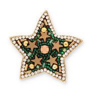 Broches &eacute;toile Vert-cristal-marron