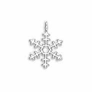 Breloques en m&eacute;tal flocon de neige Argent&eacute;-blanc