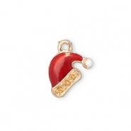 Breloques en m&eacute;tal bonnet de no&euml;l Dor&eacute;-rouge-blanc