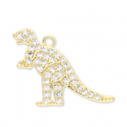 M&eacute;tal TQ laiton breloques dinosaure Dor&eacute;-transparent