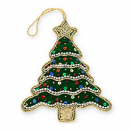 Breloque tendance sapin de No&euml;l Vert-dor&eacute;-agent&eacute;-multicolore