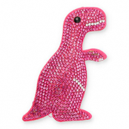 Pendentifs accroche-regard avec strass dinosaure Rose fonc&eacute;-cristal-noir