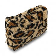 BY31&reg; Trousse en peluche avec imprim&eacute; l&eacute;opard Marron clair-marron-noir