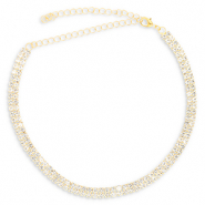 M&eacute;tal TQ laiton collier ras de cou avec strass Dor&eacute;-cristal