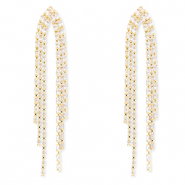 Boucles d'oreilles / puces d&rsquo;oreilles en laiton Eco-brass&reg; avec zirconium Dor&eacute;-cristal