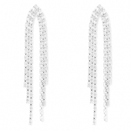 Boucles d'oreilles / puces d&rsquo;oreilles en laiton Eco-brass&reg; avec zirconium Argent&eacute;-cristal