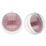 D&eacute;coration transparente boule Rouge vin de baies-rose clair