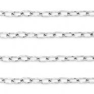 Appr&ecirc;ts en acier Inox cha&icirc;ne maille jaseron ovale Argent&eacute;